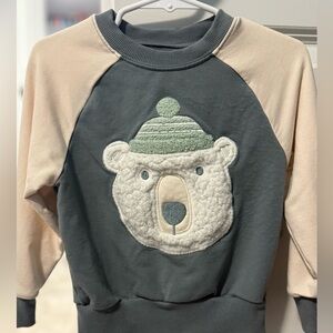 Little Sleepies Bear Sweatshirt - Gray and Cream